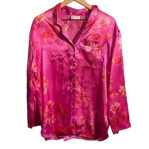 Vintage California Dynasty Hot Pink Blouse Size Large
